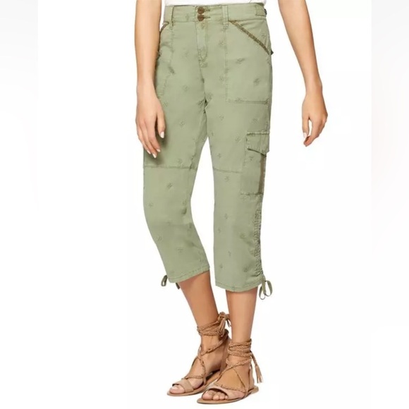 Sanctuary Terrain Green Cropped Eyelet Cargo Pants 28 NWT - Picture 1 of 8